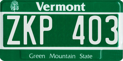 VT license plate ZKP403