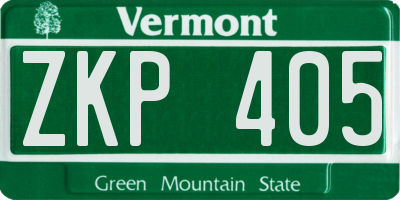 VT license plate ZKP405