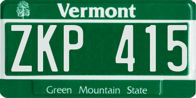 VT license plate ZKP415