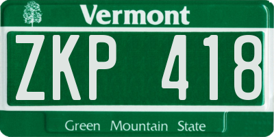 VT license plate ZKP418
