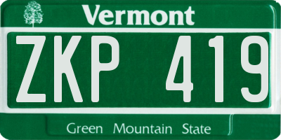 VT license plate ZKP419