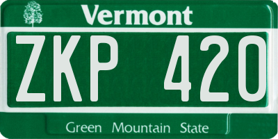 VT license plate ZKP420