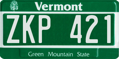 VT license plate ZKP421