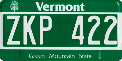 VT license plate ZKP422