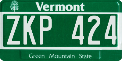 VT license plate ZKP424