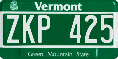 VT license plate ZKP425