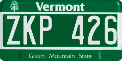 VT license plate ZKP426
