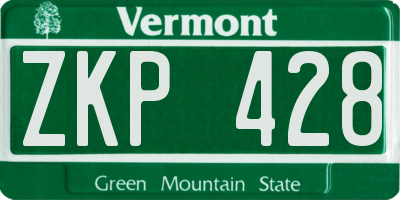 VT license plate ZKP428
