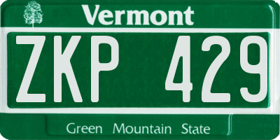 VT license plate ZKP429