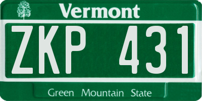 VT license plate ZKP431