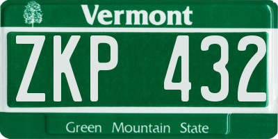 VT license plate ZKP432