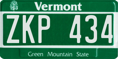 VT license plate ZKP434