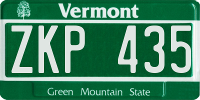 VT license plate ZKP435