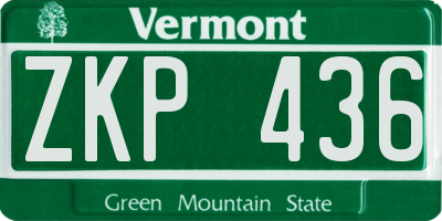 VT license plate ZKP436