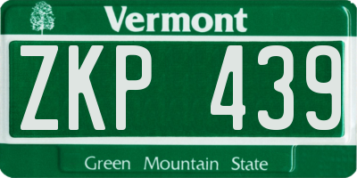 VT license plate ZKP439