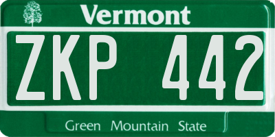 VT license plate ZKP442