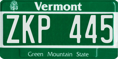 VT license plate ZKP445