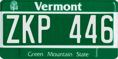 VT license plate ZKP446
