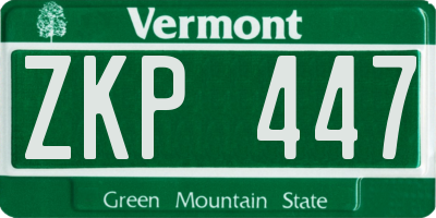 VT license plate ZKP447