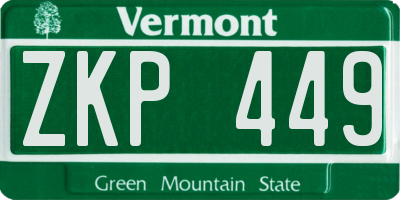 VT license plate ZKP449