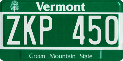 VT license plate ZKP450
