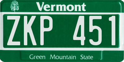 VT license plate ZKP451