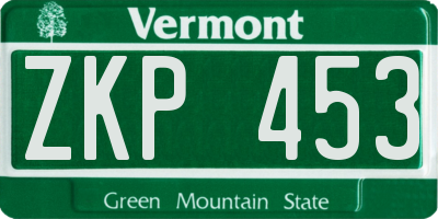VT license plate ZKP453