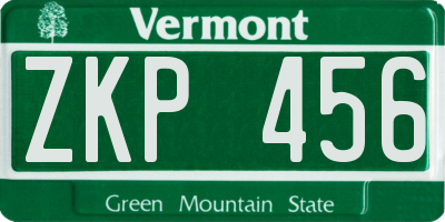 VT license plate ZKP456