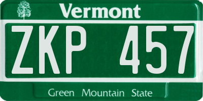 VT license plate ZKP457