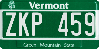 VT license plate ZKP459