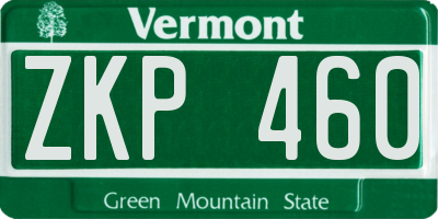 VT license plate ZKP460