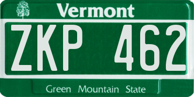 VT license plate ZKP462