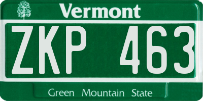 VT license plate ZKP463