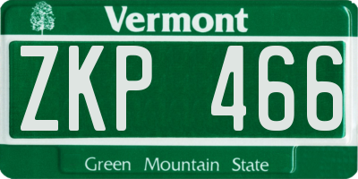 VT license plate ZKP466