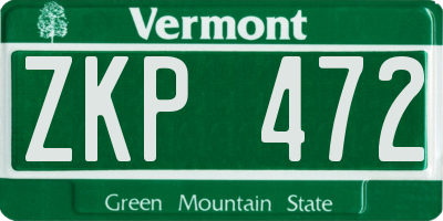 VT license plate ZKP472