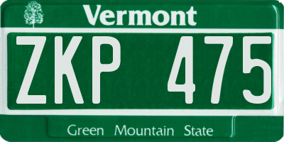 VT license plate ZKP475