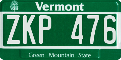 VT license plate ZKP476
