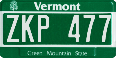 VT license plate ZKP477