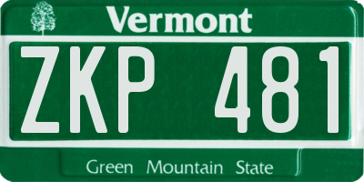 VT license plate ZKP481