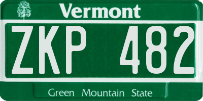 VT license plate ZKP482