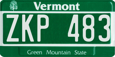 VT license plate ZKP483