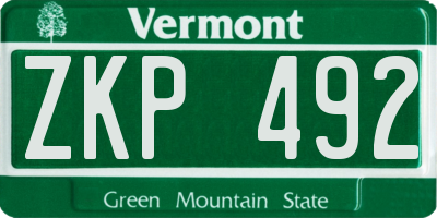 VT license plate ZKP492