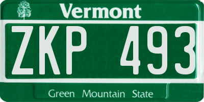 VT license plate ZKP493