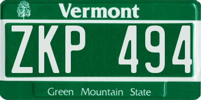 VT license plate ZKP494
