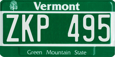 VT license plate ZKP495