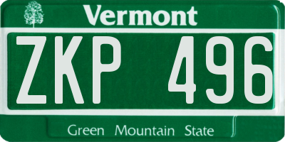 VT license plate ZKP496