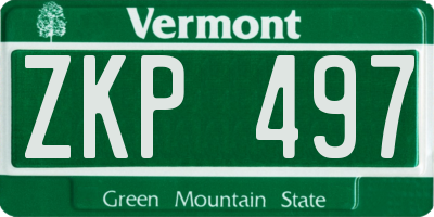 VT license plate ZKP497