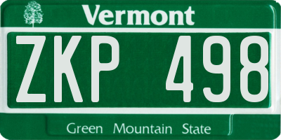 VT license plate ZKP498