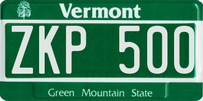 VT license plate ZKP500