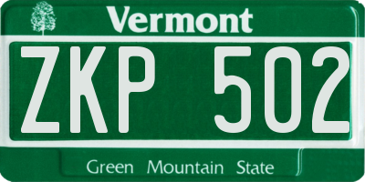VT license plate ZKP502